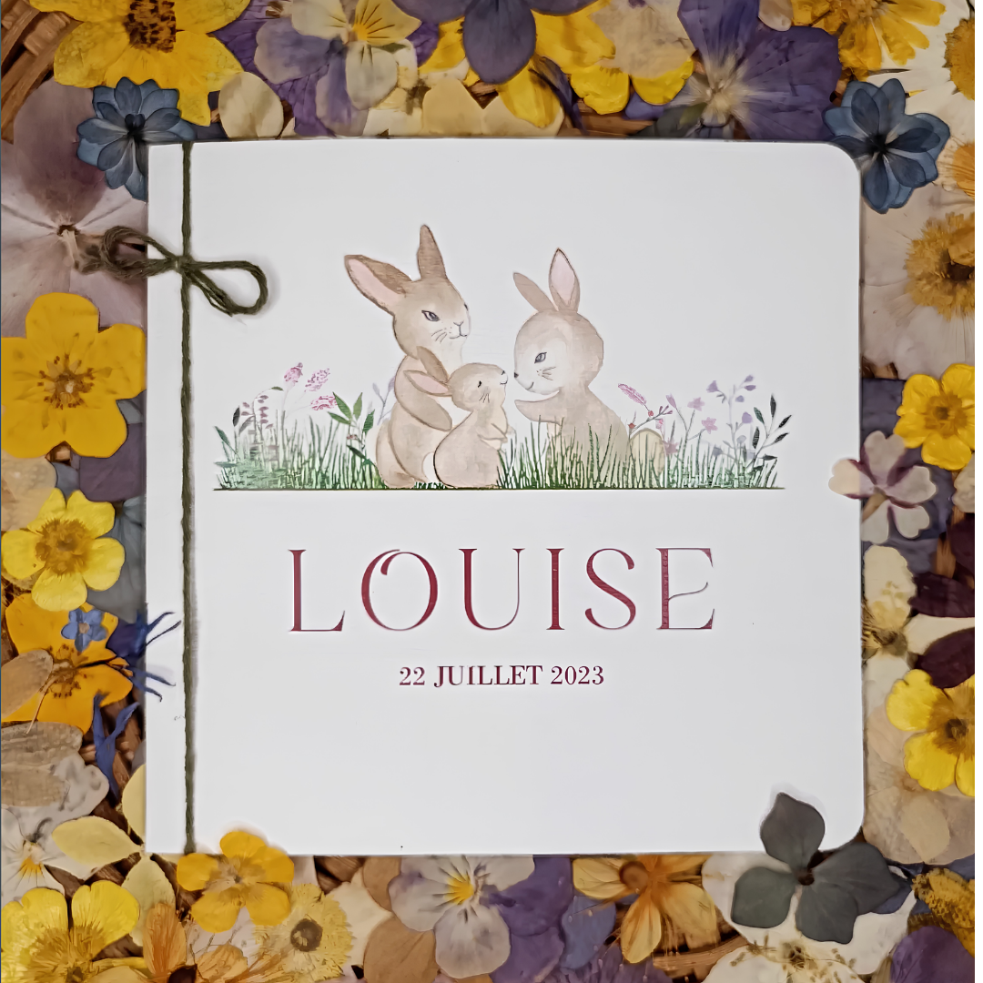 Faire-part de naissance Louise, motif champêtre et aquarelle